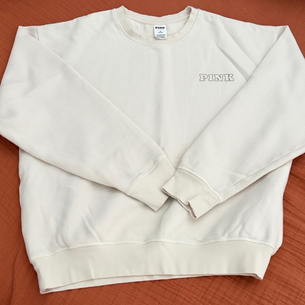 PINK Victoria's Secret Off-White Women’s Crewneck Sweatshirt